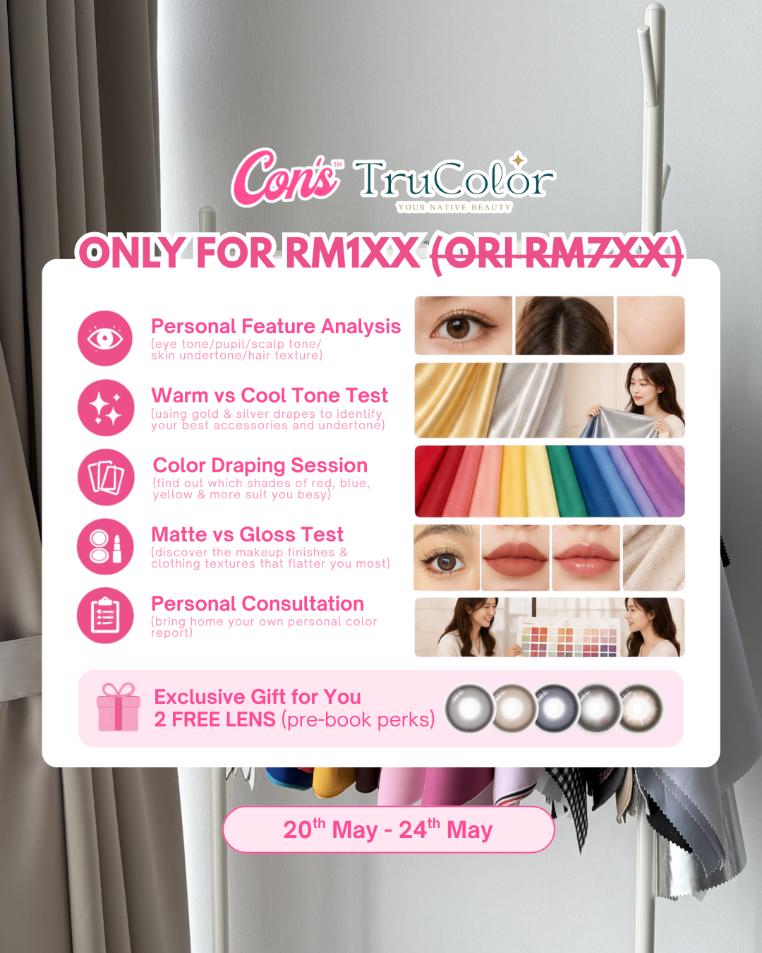 Inside the CONSMY studio — 1:1 Korean colour analysis session helping customers pick the perfect circle lens
